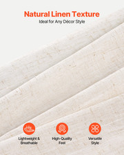 Natural Linen Curtains, 52 x 84 inch 2 Panels Set, Bedroom Window Curtain