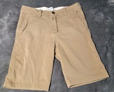 Abercrombie Kids Chino Khaki Shorts Size 15/16 Beige Flat Front 9" inseam