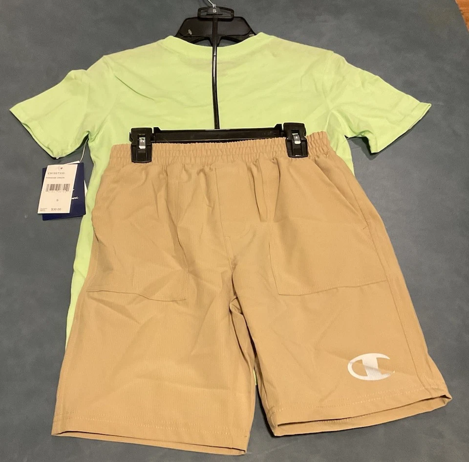 Champion Niño Talla S (8) Verde Paraíso Juego Corto 2 Piezas Nuevo Con Etiquetas Foto 4 de 4