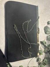 Black Suede Vintage Bag/clutch With Chain
