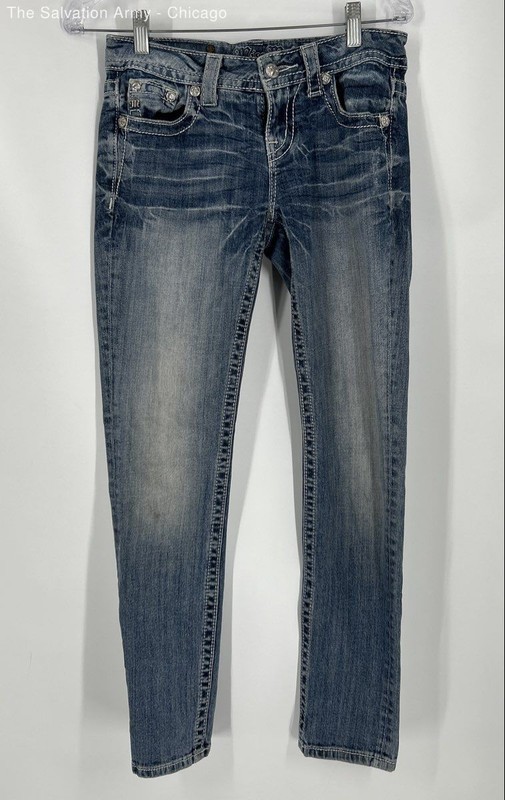 Miss Me Womens Blue Medium Wash Coin Pocket Denim Easy Skinny Leg Jeans Size 26