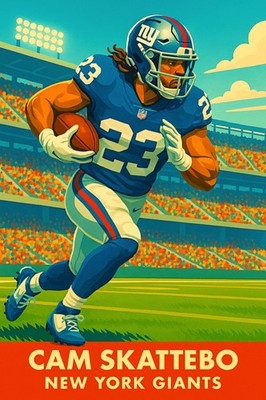 CAM SKATTEBO *2x3 FRIDGE MAGNET*  NEW YORK GIANTS RUNNING BACK NFL PRO FOOTBALL