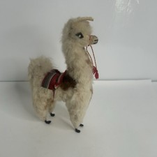 Handcrafted Peruvian Alpaca Fur Llama Figurine 10" tall