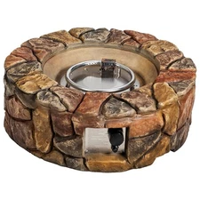 Topbuy 40000 BTU Gas Fire Pit Table Electronic Propane Lava Rock Brown/Grey