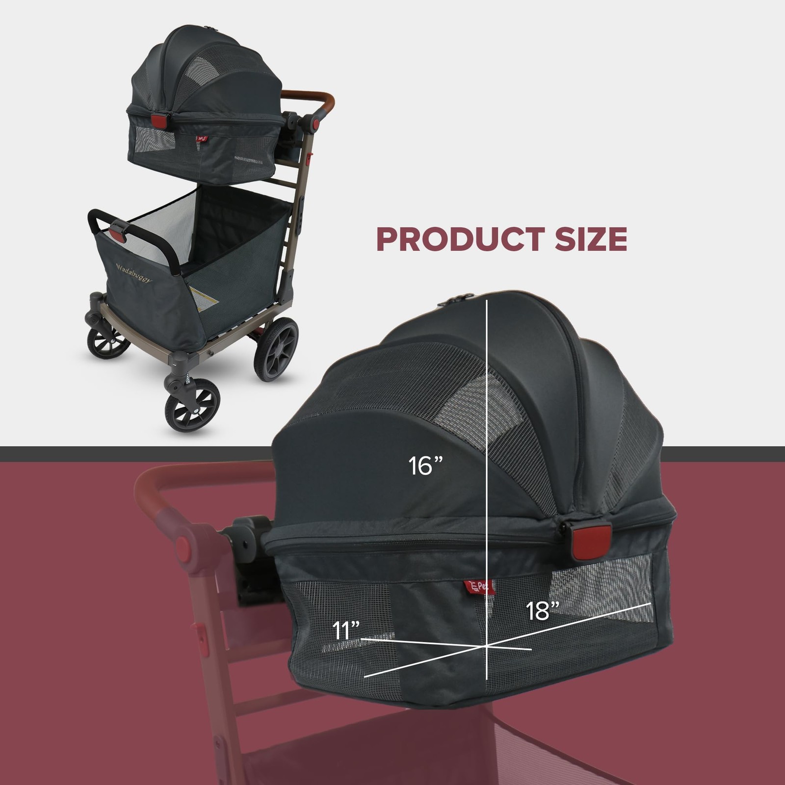 Wadabuggy Foldable Pet Caddy - Collapsible, Attachable & Removable Pet Carrier