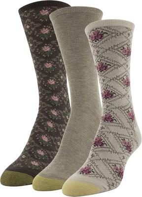 womens gold toe dress socks Gold Toe 3-Pack Women's Ultra Soft Floral Scroll Socks 5979 main image 0