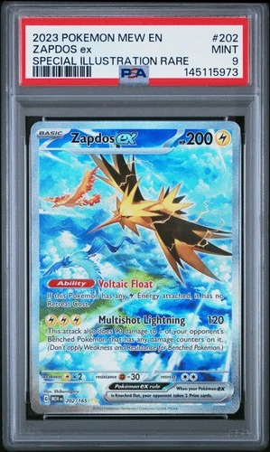 2023 POKEMON MEW EN-151 SPECIAL ILLUSTRATION RARE #202 ZAPDOS EX PSA 9