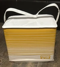 Vintage Frigid Mate Yellow and White Picnic Cooler 1970’s