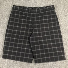 Nike Golf Dri-Fit Shorts Mens Size 34 Black Gray Plaid Standard Fit Stretch