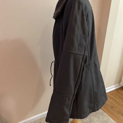 Apt 9 Fleece Lined Jacket Women's M Black Soft Shell Full Zip Pockets Outdoors - Picture 7 of 15