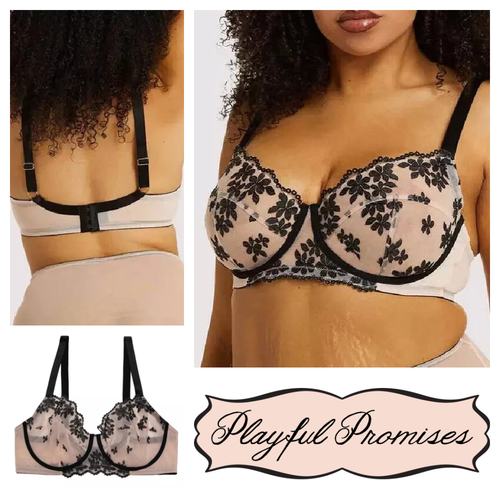 Playful Promises Balconette BH GRÖßE UK 36FF Bügel Evie halbtransparent Balconette