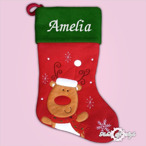 Personalised Christmas Stocking Luxury Embroidered Xmas Green Red 2022 - Picture 6 of 15