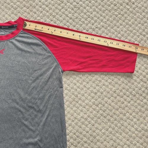 Easton Boys Baseball Shirt Performance Youth XL Raglan 3/4 Sleeve Gray Red - Picture 5 of 7