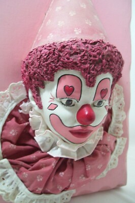 1930's Circus Clown Decorative Chalkware Wall Hanger Art 3-D Plaster SZ  14.5x9
