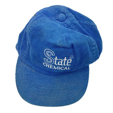 Vintage 80s State Chemical Blue Corduroy Trucker Hat Cap