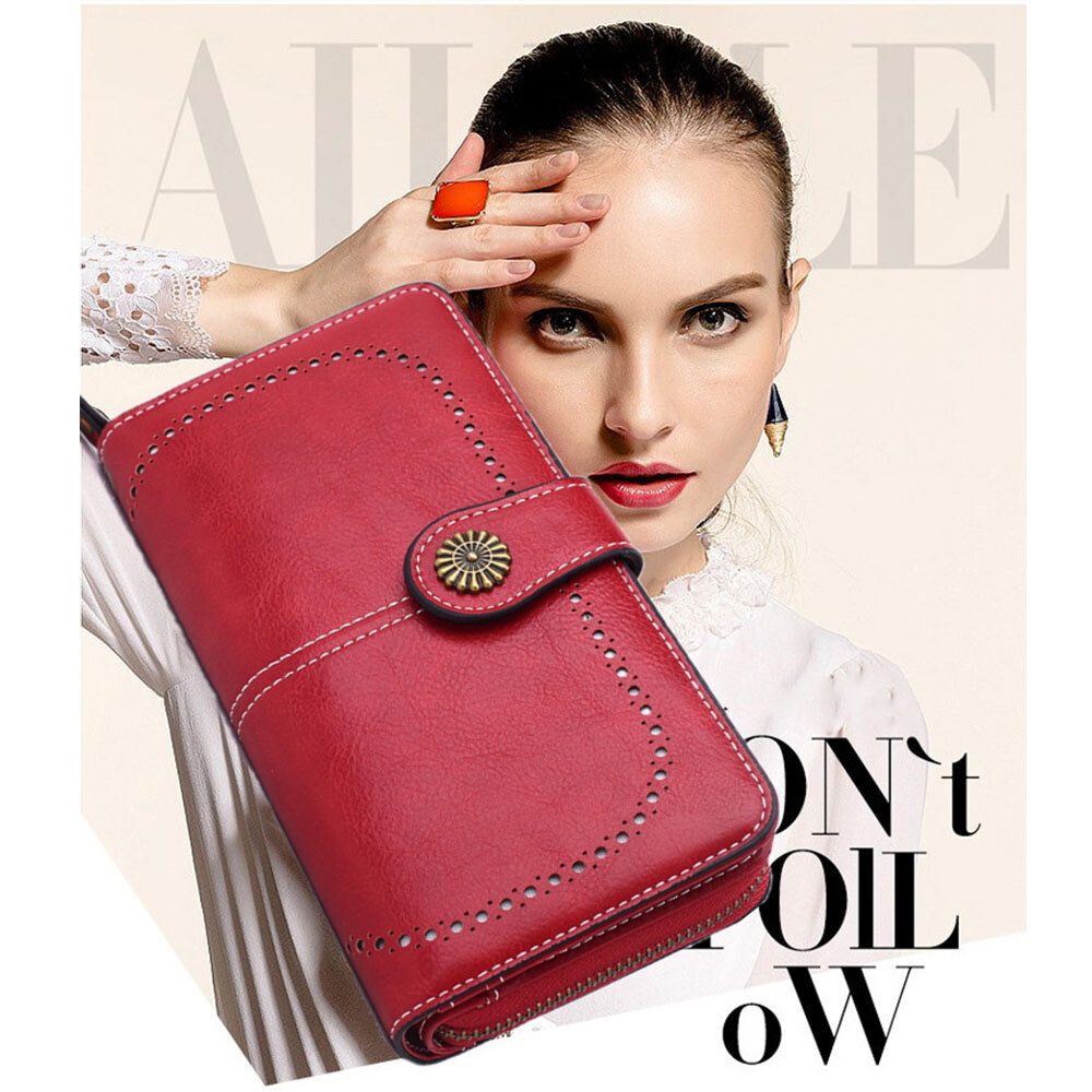 Women Leather Wallet Zipper Lady Long Card Holder Coin Case Handbag Clutch Purse eBay