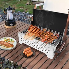 BBQ Grill Charcoal Barbecue Grill Stainless Steel Folding Camping Yard Portable