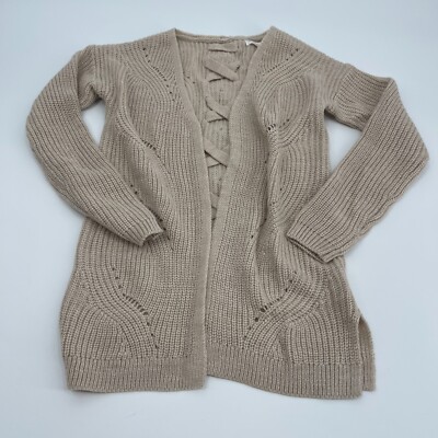 Pink Republic Juniors Sweater Small Beige Open Front Cable