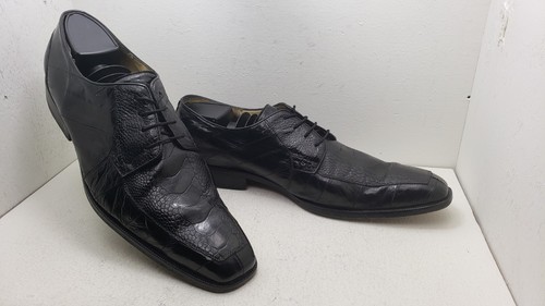 BELVEDERE Black Ostrich Men’s Oxford Dress Handmade Men’s Shoes Size 12 E - Picture 7 of 12