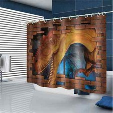 Dinosaurs Trees In Wall 3D Shower Curtain Waterproof Fabric Bathroom Decoration