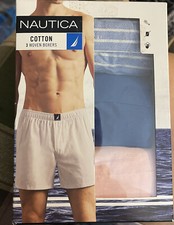 Nautica Men  s Medium 32-24 Cotton Woven Boxers 3 Pair Classic Underwear New