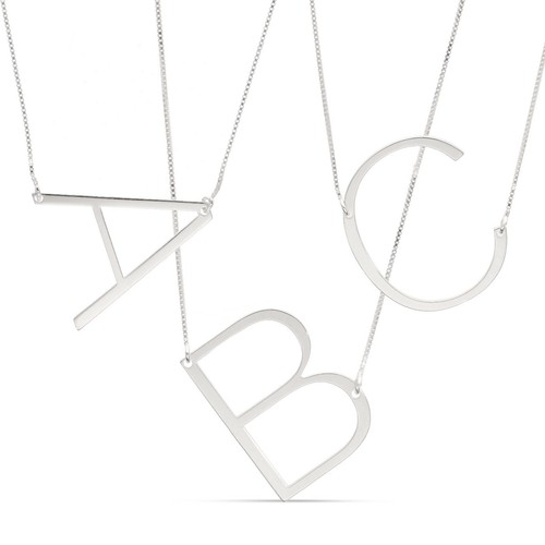 925 Sterling Silber große INITIALE Halskette Damen Anhänger Geschenk  - Bild 1 von 11