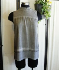 NWT Ethereal By Paper Crane Women Gray Ombre Mock Neck 2 Tier Layer Look Tank L