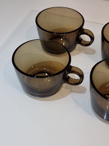 X8 Vintage Retro Vereco France Smoked Glass Small Coffee Espresso Cups Mugs - Foto 9 di 12