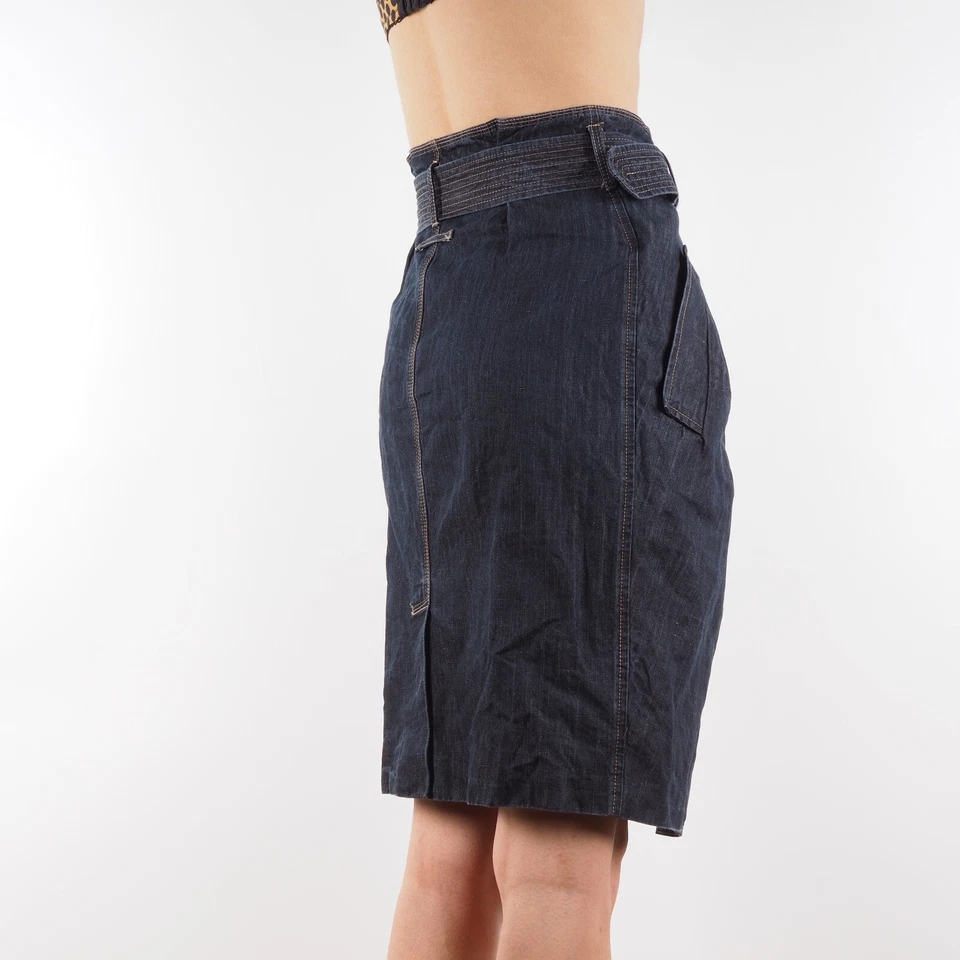 Jean Paul Gaultier Vintage Women's Denim Belted Tulip Skirt Size US 4 / IT 38 - Image 3 of 4