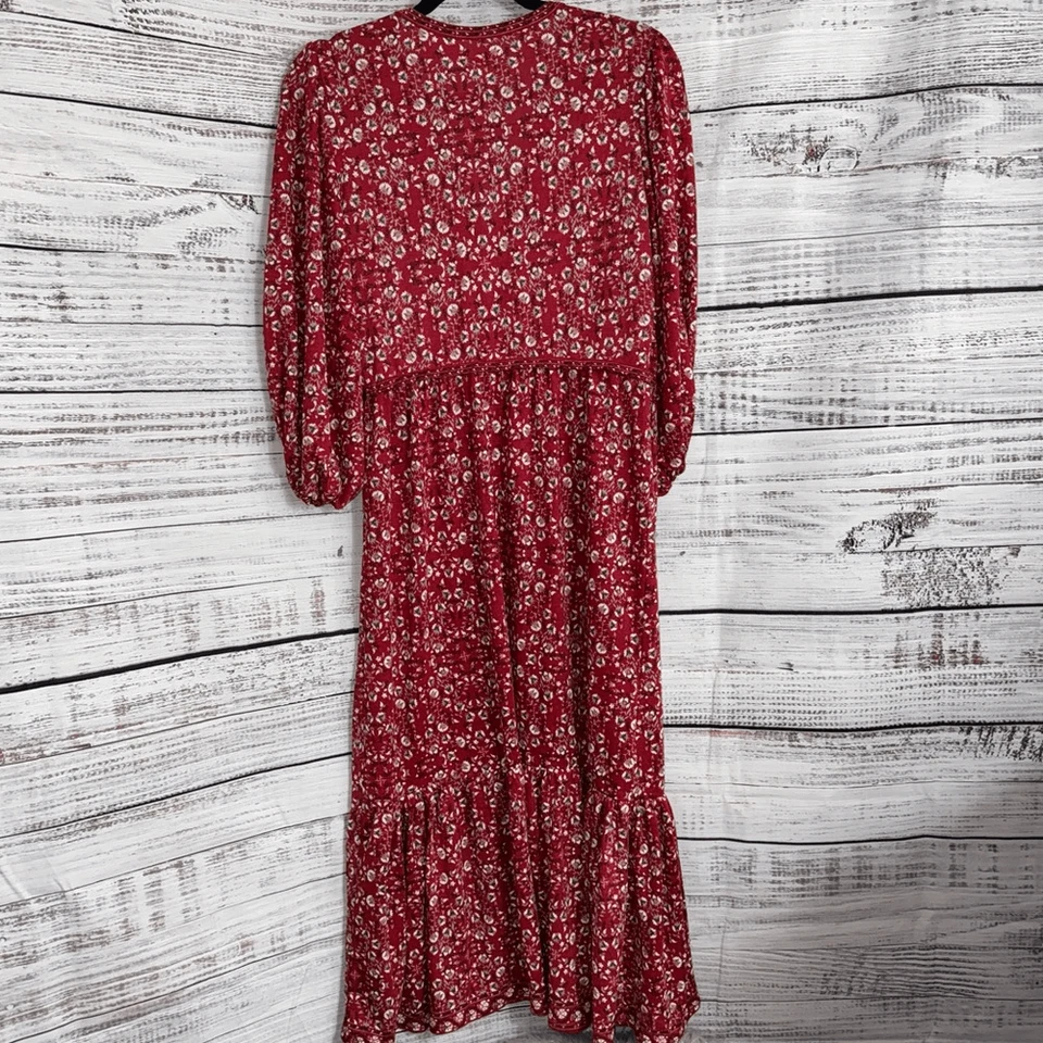 Max Studio Dress Womens Sz Medium Tiered Boho Midi Floral paisley Faux Wrap New - Image 4 of 4