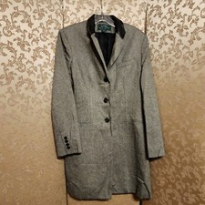 Ralph Lauren Vintage Black Tweed Leather Collar Riding Blazer Jacket Size 10P
