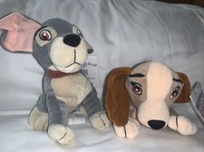Vintage Disney Store Lady And The Tramp Lot Set Dogs Bean Bag Plush