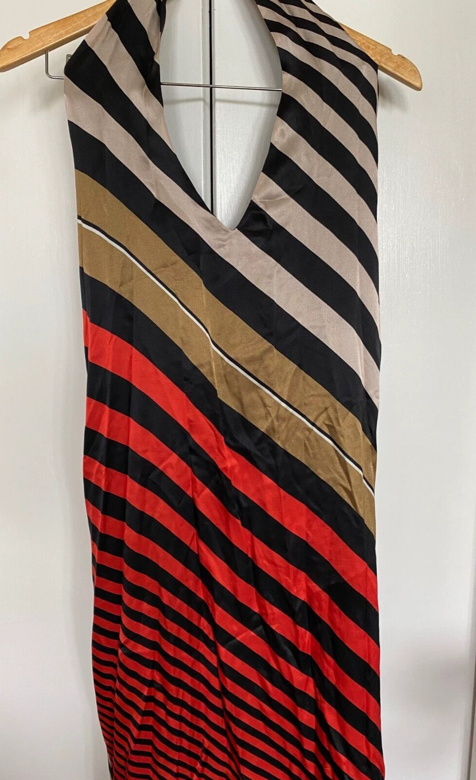 Maxi Abito Fendi Righe Seta Halter Taglia M Nuovo con Etichette Made in Italy