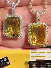 925 Silver/Gold Plated Real Moissanite Yellow Simulated Canary Pendant Hip Hop