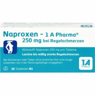 1 A PHARMA GMBH NAPROXEN-1A Pharma 250 mg b.Regelschmerzen Tabl. 30 St PZN09245022