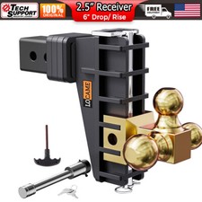 2.5 Receiver 6 Drop Rise Adjustable Towing Trailer Hitch Tri-ball 18500lb