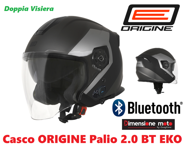 Casco Jet 2-visiera origine Palio 2.0 Eko Matt Black/tit Bluetooth Tg. M  57/58 | Acquisti Online su eBay