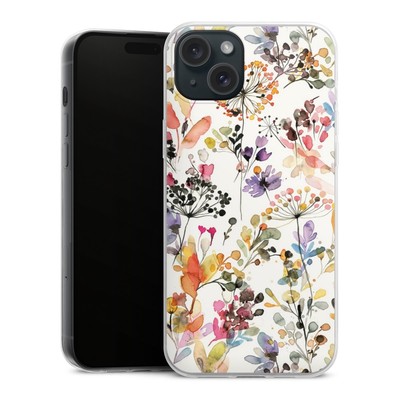 Slim Hülle für Apple iPhone 15 Plus Blume Muster Pastell