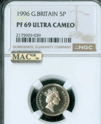 1996 GREAT BRITAIN 5 PENCE NGC PF69 UCAM MAC FINEST GRADE & SPOTLESS  .