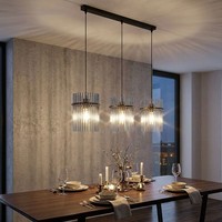HäNgeleuchte Pendelleuchte HäNgelampe 3 Flammig GlasstäBe Rauchfarben H 140 Cm