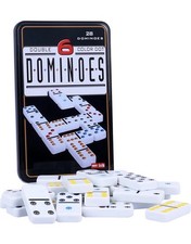 Double 6 Dominos Set for Adults with Tin Box Storage - 28 Tile Colorful Dot Domi