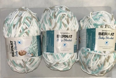 Bernat Baby Blanket Yarn Seafoam Print Super Bulky 100% Poly 10.5oz - 2 skeins - Image 1 of 4