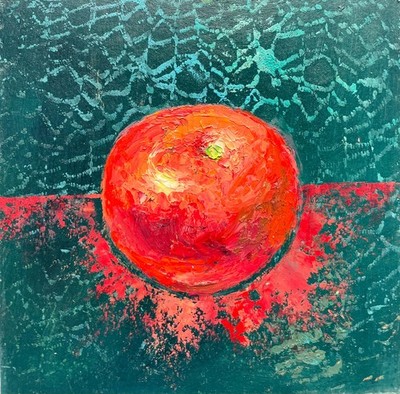 Red Tomato Oil Painting  Minimalist Food Wall Art Kitchen Decor  Tomato