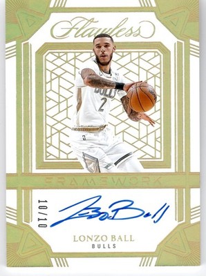 Lonzo Ball 2024 FLAWLESS Framework Auto Gold 10/10 - Bookend Chicago Bulls