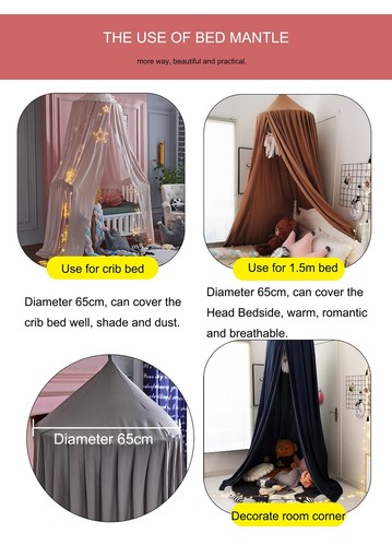 Bed Canopy Crib Tent Cover for Kids, Round Dome Crib Netting Mosquito Net Cri... - Picture 4 of 6