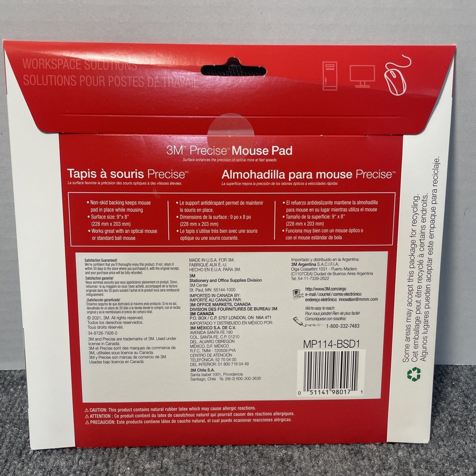 Almohadilla de mouse de precisión 3M que mejora la precisión de los mouse ópticos, con base antideslizante de espuma, imagen 5