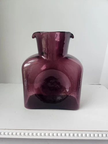 Blenko Glass Double Spout Pitcher Amethyst