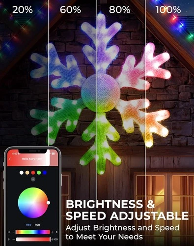 32" Smart LED Snowflake Christmas Lights Outdoor, DIY Color Multicolor - Picture 7 of 7