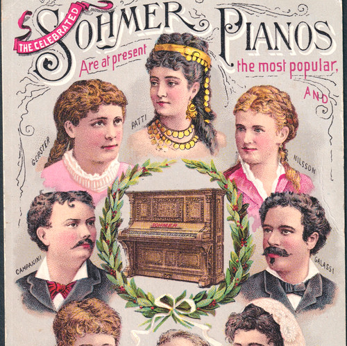 Sohmer Piano 1800's Famous Music Artists Campanini Patti Advertising Trade Card