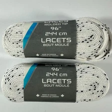 Bauer Hockey Skate Laces 96" Lot of TWO Pairs of Laces Molded Tip Made Canada